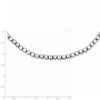 Sterling Silver 17In Rhodium-Plated Fancy Mulitple Cz Necklace