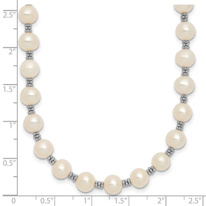 Sterling Silver Rhodium-Plated White Fw Cultured Pearl Necklace