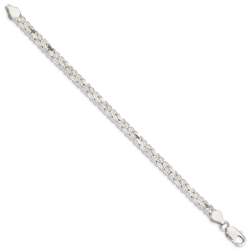8 Inch Sterling Silver Polished Back/Satin D/C Front Fancy Byzantine Bracelet
