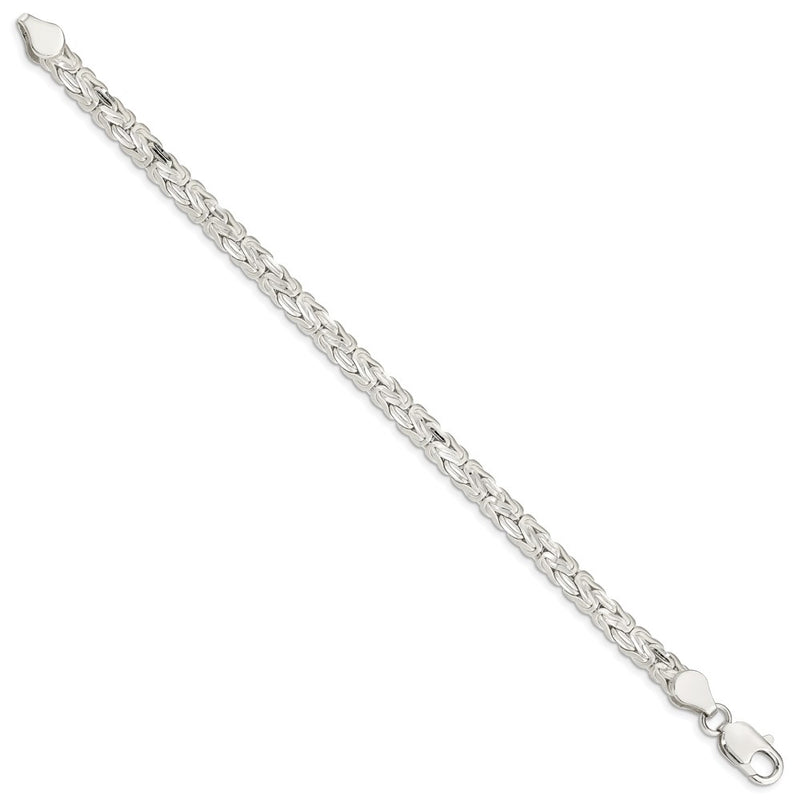 8 Inch Sterling Silver Polished Back/Satin D/C Front Fancy Byzantine Bracelet