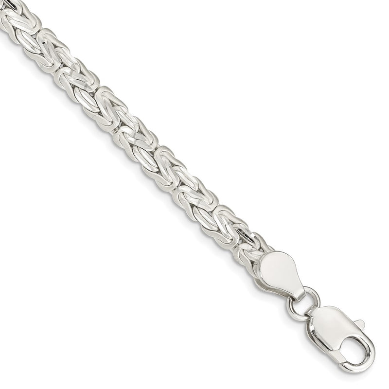 8 Inch Sterling Silver Polished Back/Satin D/C Front Fancy Byzantine Bracelet