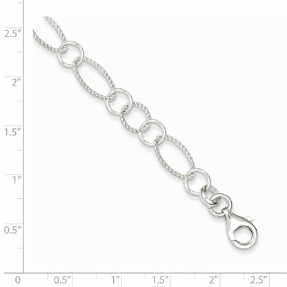 7.5 Inch Sterling Silver Fancy Link Bracelet
