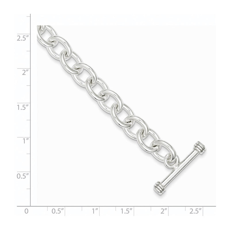 Sterling Silver Polished Fancy Link Toggle Chain Bracelet