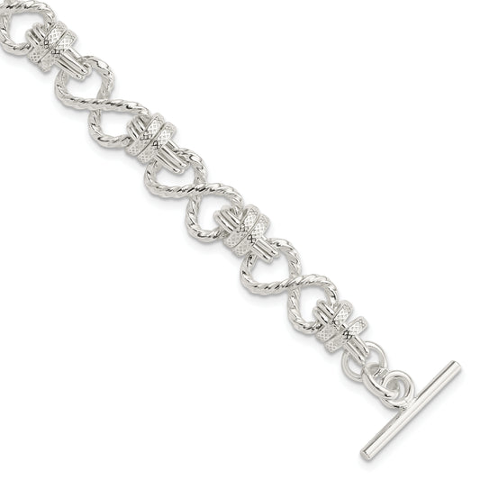 7.75 Inch Sterling Silver 7.75Inch Polished Fancy Link Toggle Bracelet