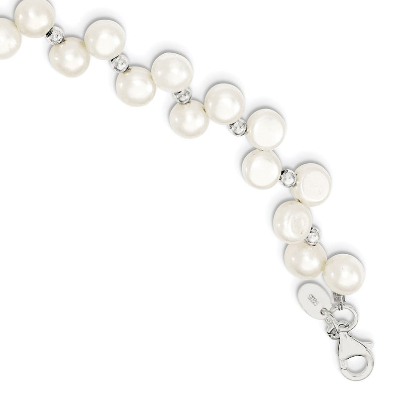 Sterling Silver Fw Cultured Button Pearl 16In Necklace