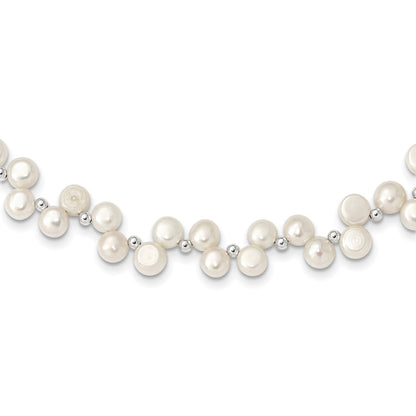 Sterling Silver Fw Cultured Button Pearl 16In Necklace