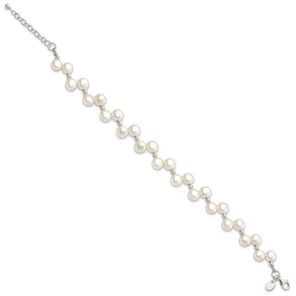 7.5 Inch Sterling Silver Fw Cultured Button Pearl 7.5In Bracelet