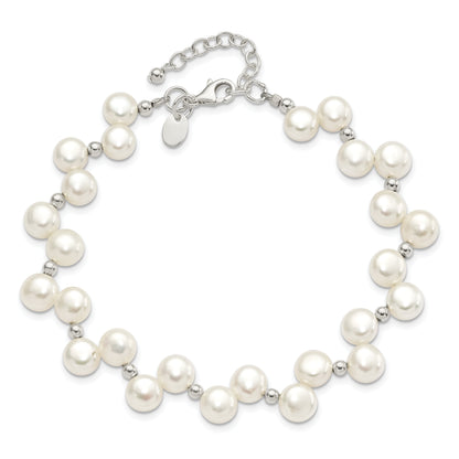 7.5 Inch Sterling Silver Fw Cultured Button Pearl 7.5In Bracelet