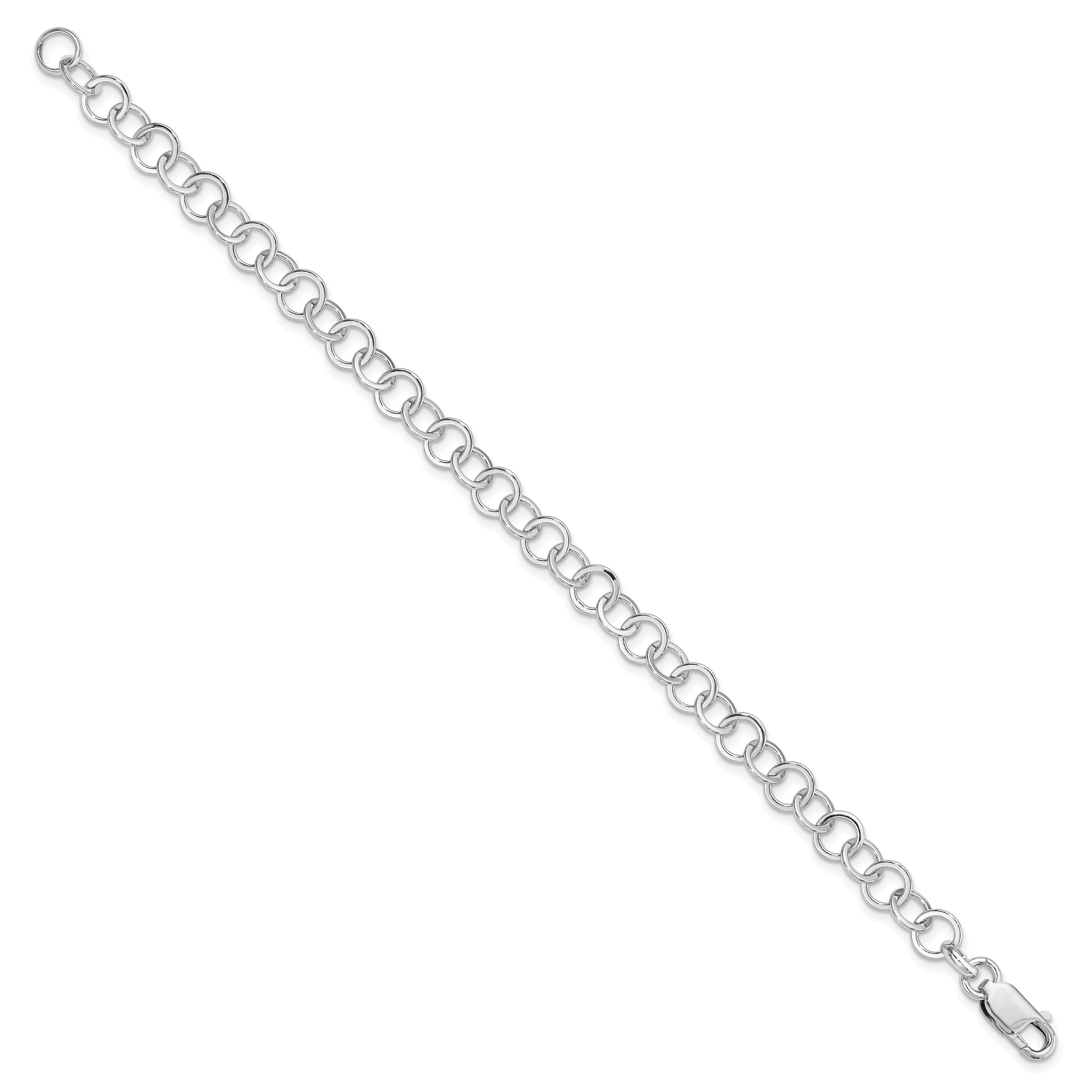 Sterling Silver Amore La Vita Rhodium-Plated Polished 7mm 7.5 Inch Fancy Link With Lobster Clasp Charm Bracelet