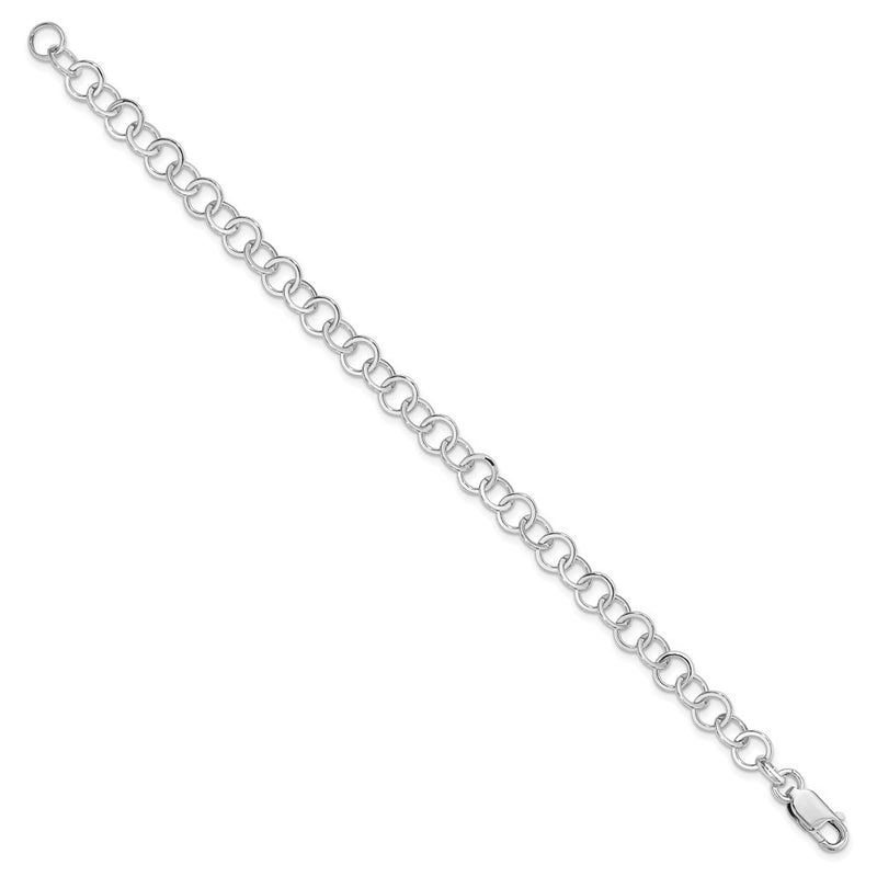 Sterling Silver Amore La Vita Rhodium-Plated Polished 7mm 7.5 Inch Fancy Link With Lobster Clasp Charm Bracelet