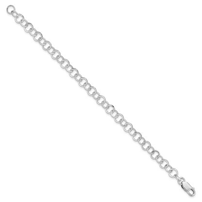Sterling Silver Amore La Vita Rhodium-Plated Polished 7mm 8.5 Inch Fancy Link With Lobster Clasp Charm Bracelet