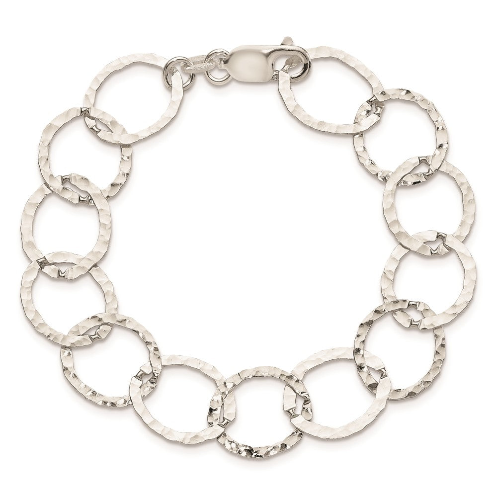 7.5 Inch Sterling Silver Fancy Hammered Bracelet