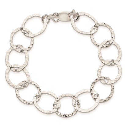 7.5 Inch Sterling Silver Fancy Hammered Bracelet