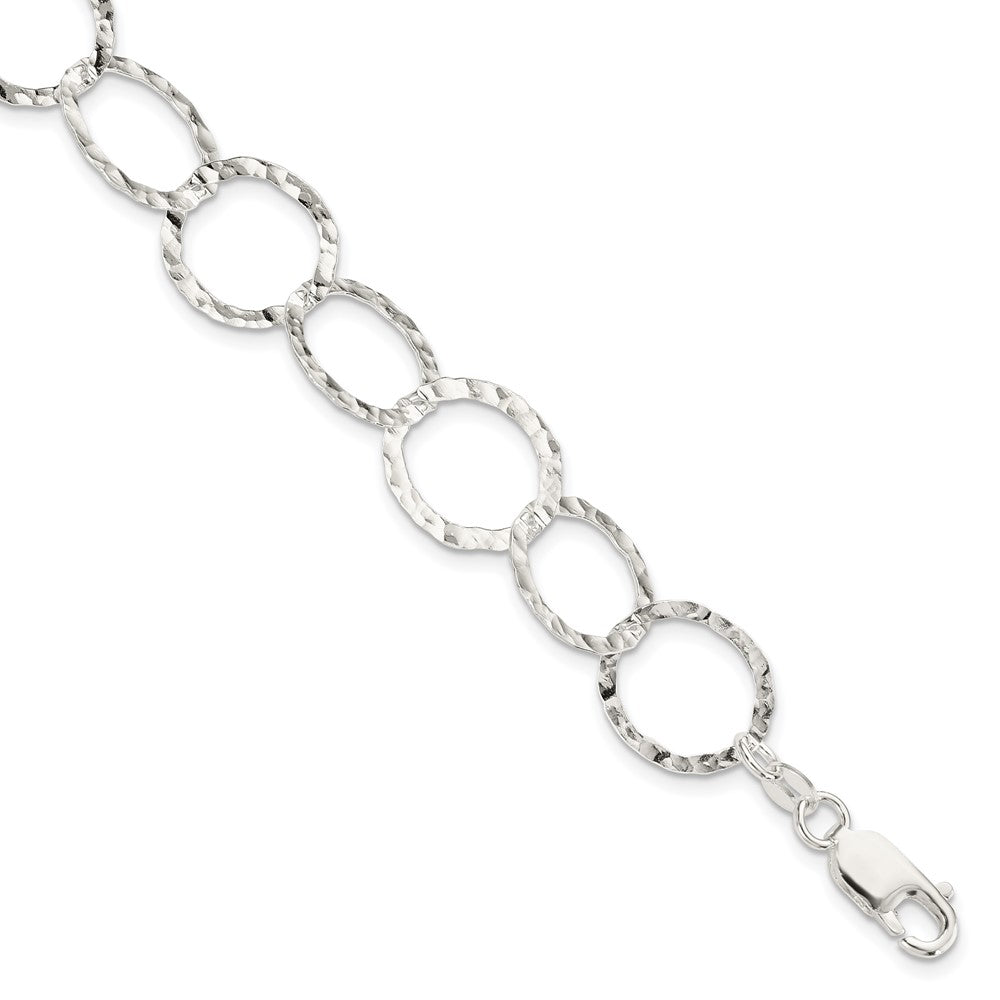 7.5 Inch Sterling Silver Fancy Hammered Bracelet