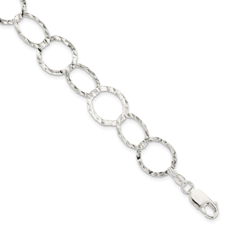 7.5 Inch Sterling Silver Fancy Hammered Bracelet