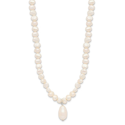 Sterling Silver Fw Cultured Pearl Drop 18In Necklace