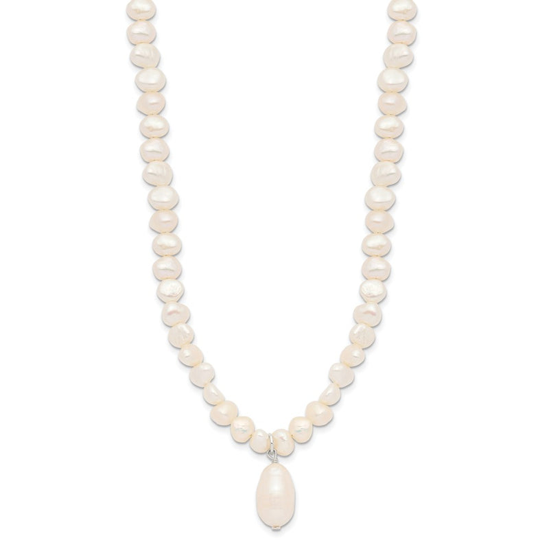 Sterling Silver Fw Cultured Pearl Drop 18In Necklace