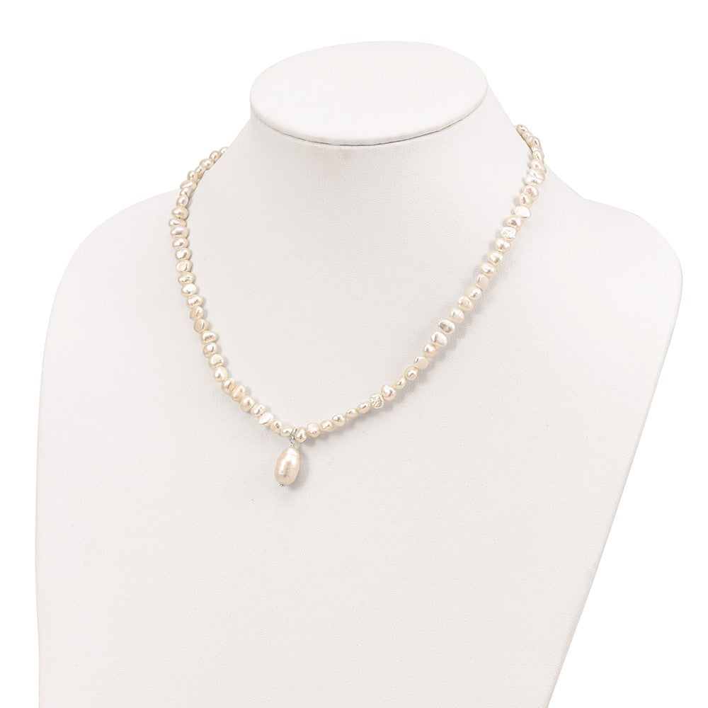 Sterling Silver Fw Cultured Pearl Drop 18In Necklace
