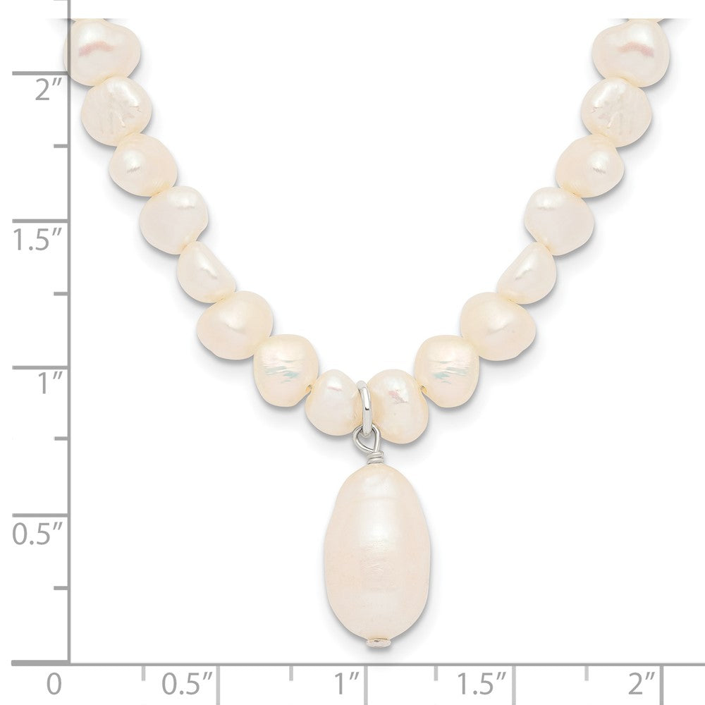 Sterling Silver Fw Cultured Pearl Drop 18In Necklace