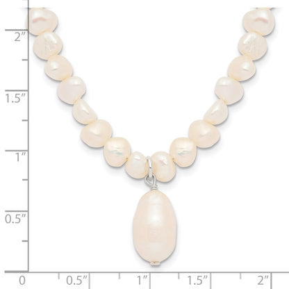 Sterling Silver Fw Cultured Pearl Drop 18In Necklace