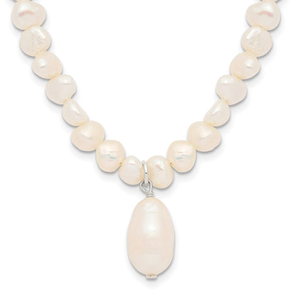 Sterling Silver Fw Cultured Pearl Drop 18In Necklace