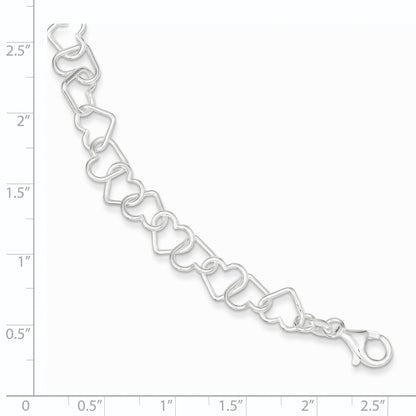 7.5 Inch Sterling Silver 7.5Inch Polished Fancy Heart Link Bracelet