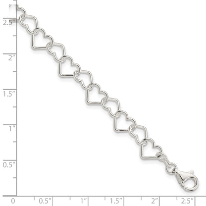 7.5 Inch Sterling Silver 7.5Inch Polished Fancy Heart Link Bracelet