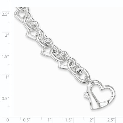 7.5 Inch Sterling Silver 7.5Inch Polished Fancy Heart Link Bracelet