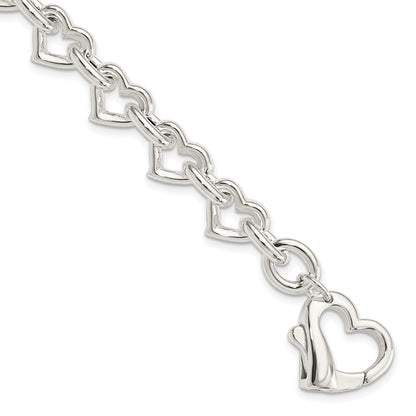7.5 Inch Sterling Silver 7.5Inch Polished Fancy Heart Link Bracelet