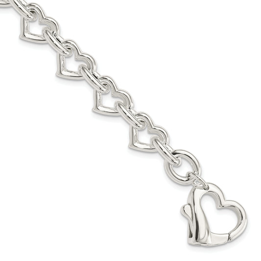 7.5 Inch Sterling Silver 7.5Inch Polished Fancy Heart Link Bracelet