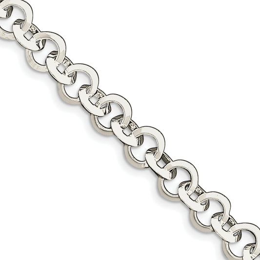8.5 Inch Sterling Silver 8.5Inch Polished Fancy Circular Link Bracelet