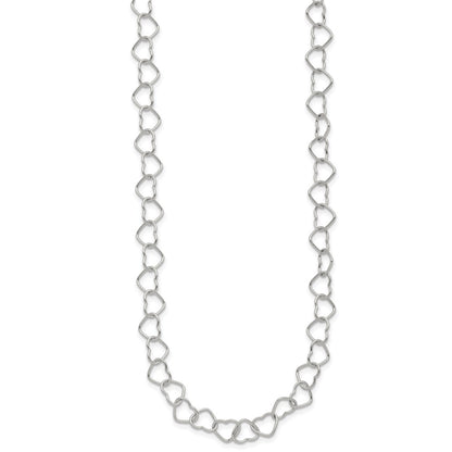 Sterling Silver 18Inch Polished Fancy Heart Link Necklace