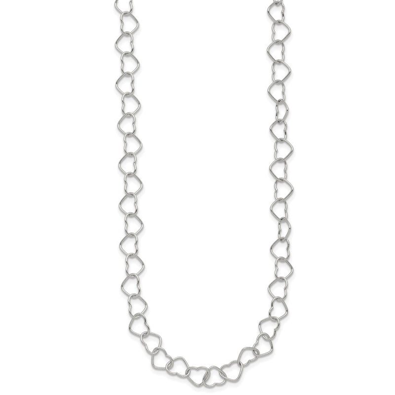 Sterling Silver 18Inch Polished Fancy Heart Link Necklace