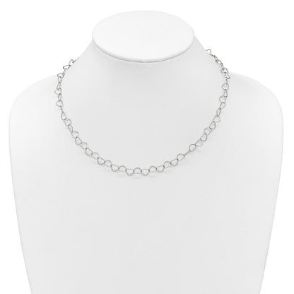 Sterling Silver 18Inch Polished Fancy Heart Link Necklace
