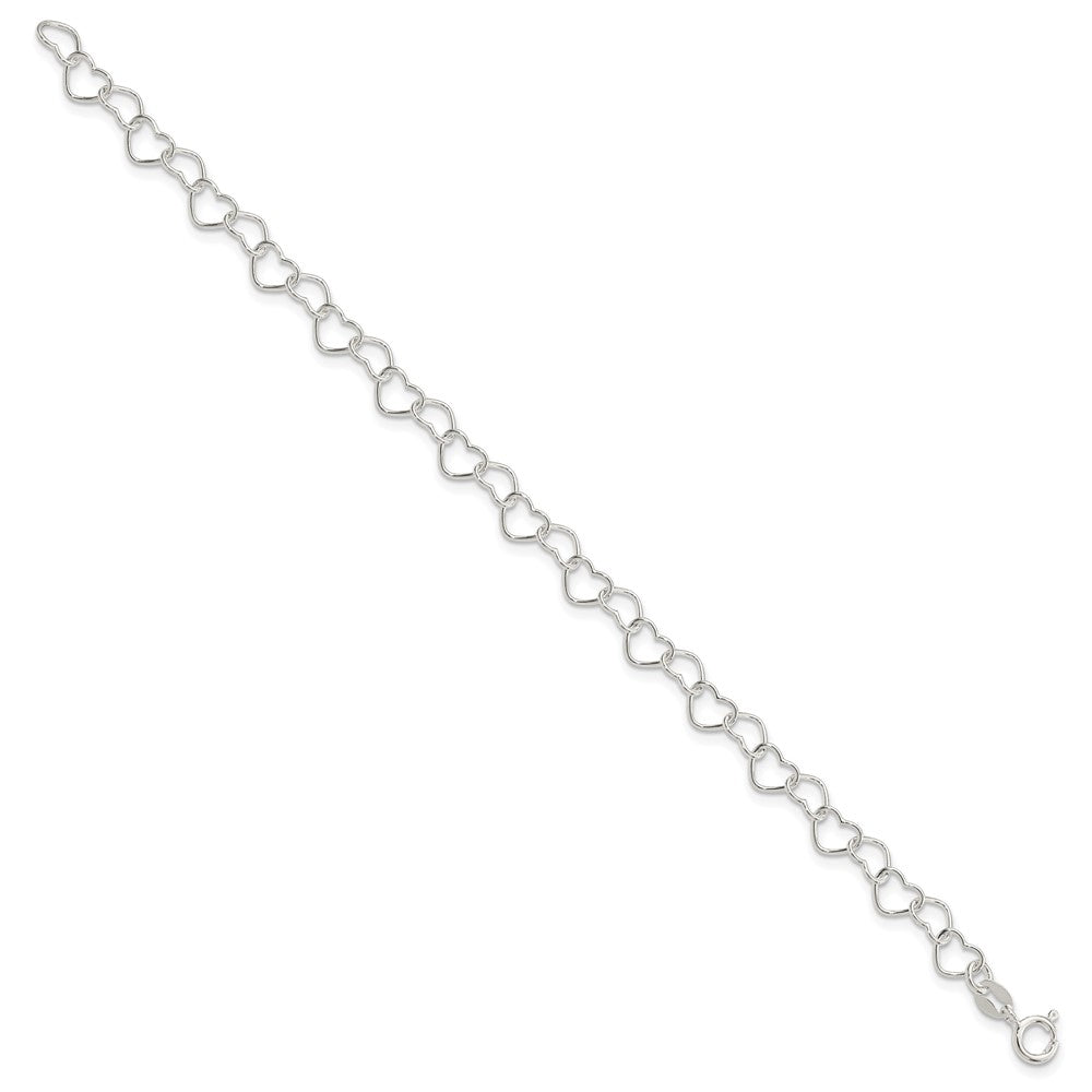 7 Inch Sterling Silver 7Inch Polished Fancy Heart Link Bracelet