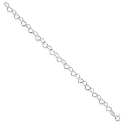 7 Inch Sterling Silver 7Inch Polished Fancy Heart Link Bracelet