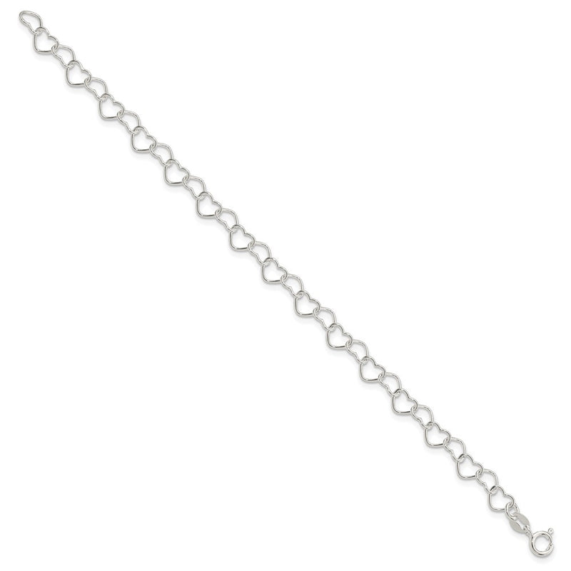 7 Inch Sterling Silver 7Inch Polished Fancy Heart Link Bracelet
