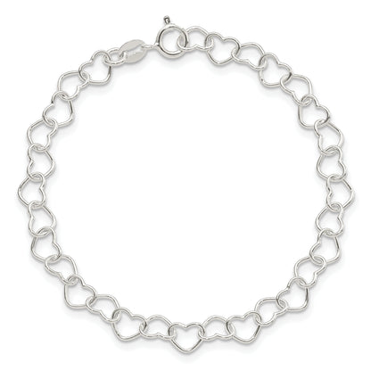 7 Inch Sterling Silver 7Inch Polished Fancy Heart Link Bracelet