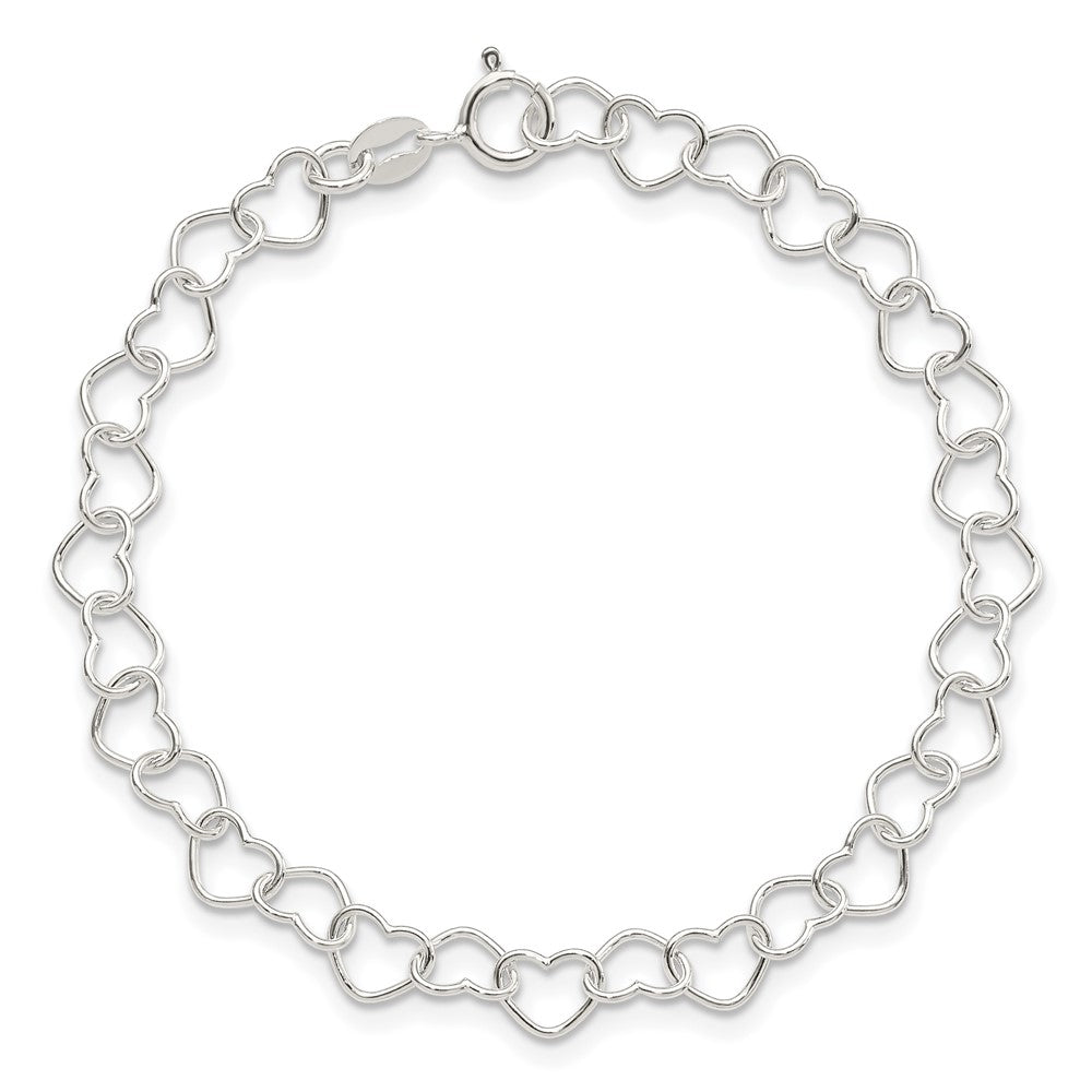 7 Inch Sterling Silver 7Inch Polished Fancy Heart Link Bracelet