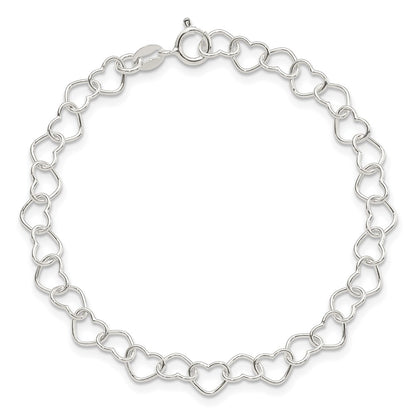 8 Inch Sterling Silver 8Inch Polished Fancy Heart Link Bracelet