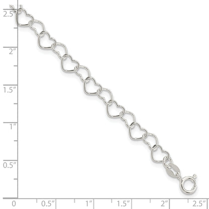 7 Inch Sterling Silver 7Inch Polished Fancy Heart Link Bracelet