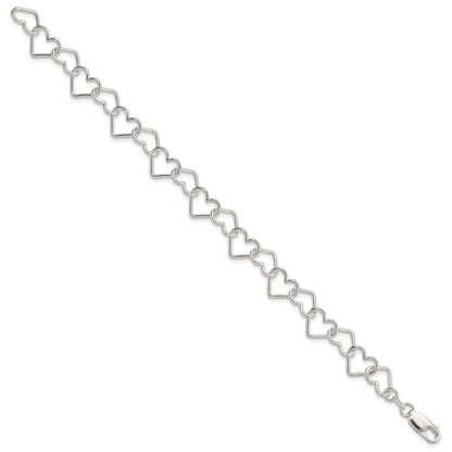 8 Inch Sterling Silver 8Inch Polished Fancy Large Heart Link Bracelet