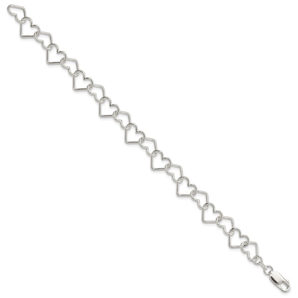 8 Inch Sterling Silver 8Inch Polished Fancy Large Heart Link Bracelet