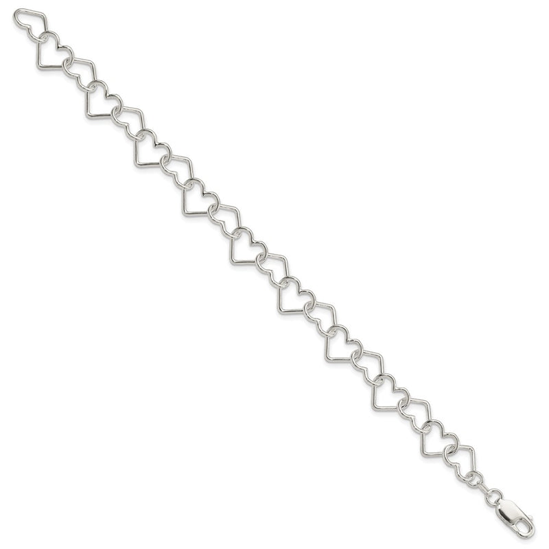 8 Inch Sterling Silver 8Inch Polished Fancy Large Heart Link Bracelet