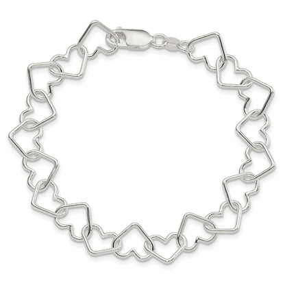 8 Inch Sterling Silver 8Inch Polished Fancy Large Heart Link Bracelet