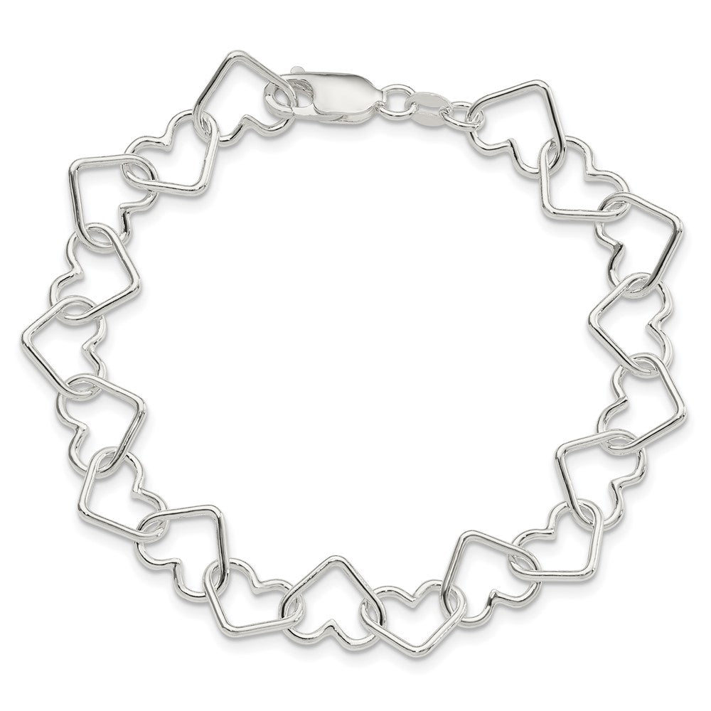 8 Inch Sterling Silver 8Inch Polished Fancy Large Heart Link Bracelet