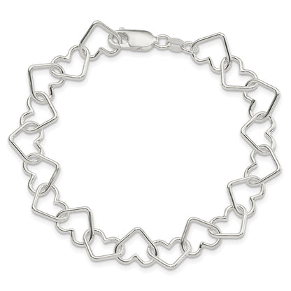 8 Inch Sterling Silver 8Inch Polished Fancy Large Heart Link Bracelet