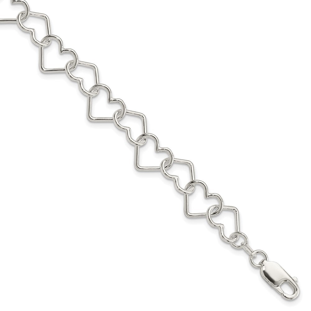 8 Inch Sterling Silver 8Inch Polished Fancy Large Heart Link Bracelet