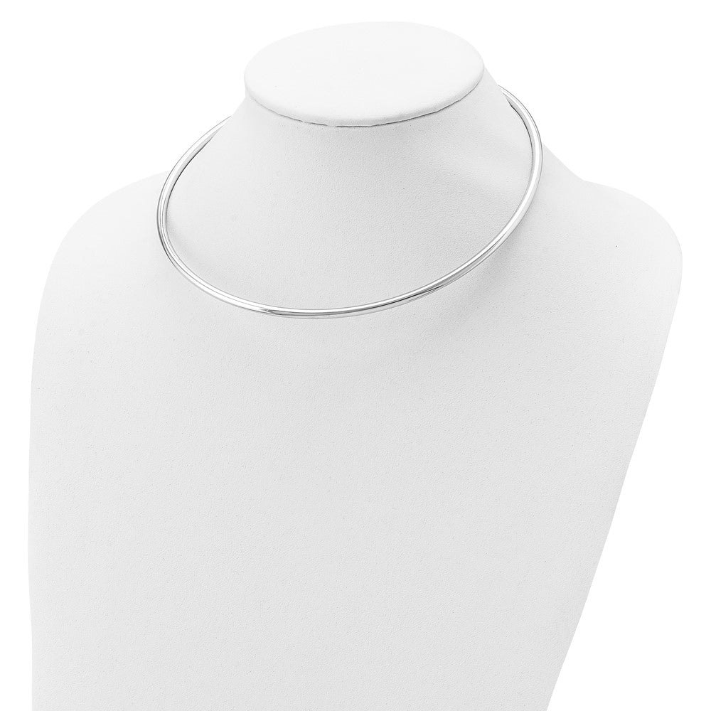 Sterling Silver Rhodium-Plate 16Inch W2In Ext Polished Neck Collar Necklace