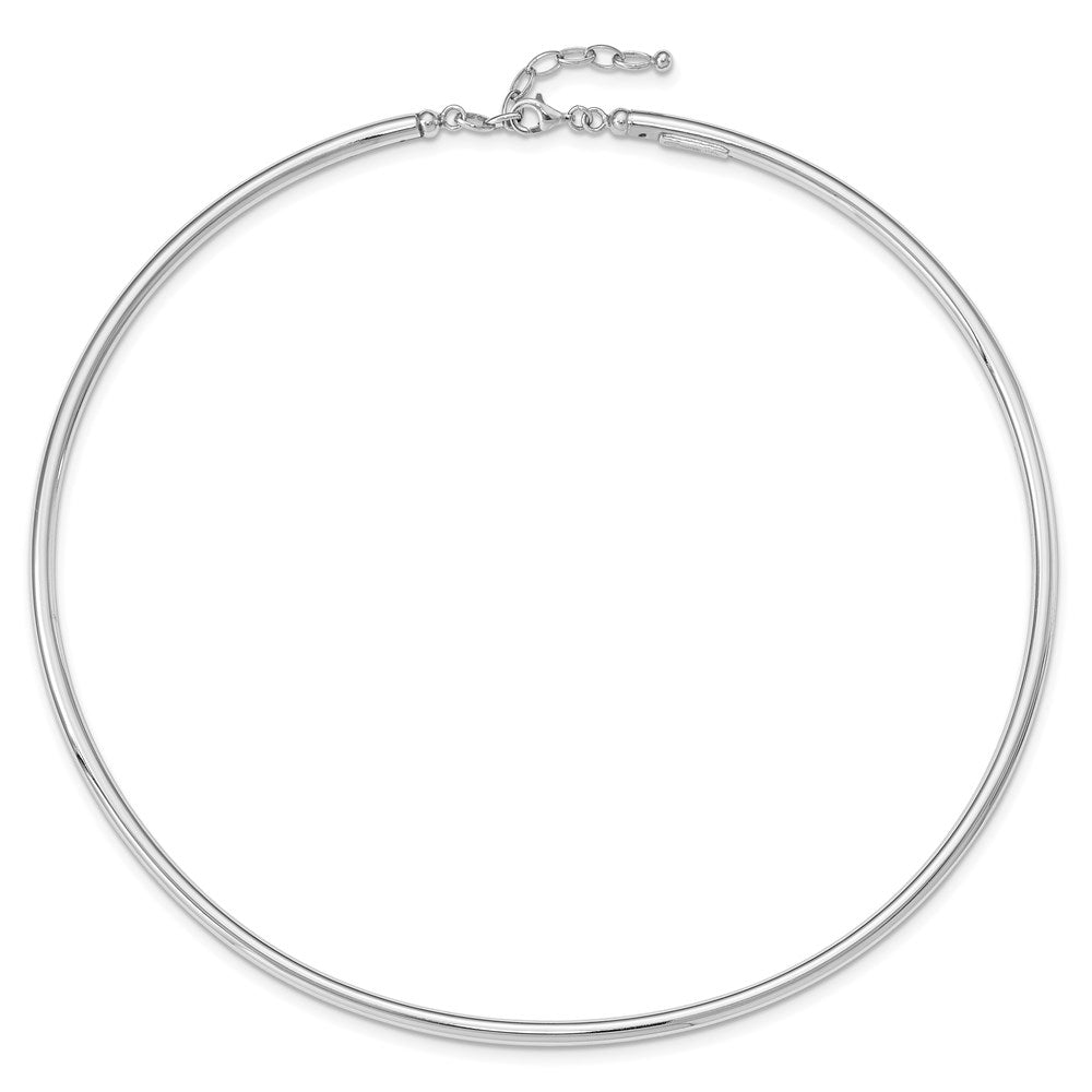 Sterling Silver Rhodium-Plate 16Inch W2In Ext Polished Neck Collar Necklace